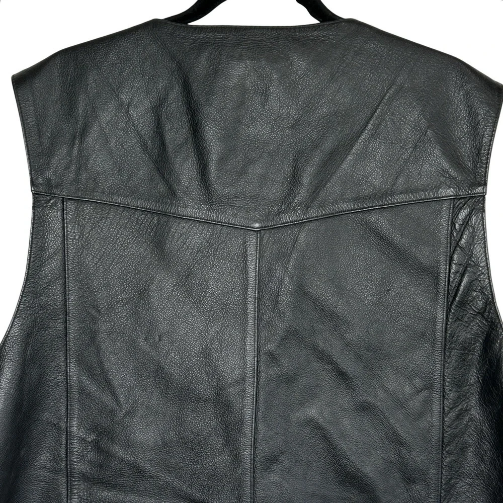 Vintage Leather Motorcycle Vest Mens 56 Biker Western Side Lace Up Snaps Rocker